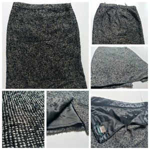 J Crew Tweed Pncl Skirt Blk Wte Gold Metallic Wool